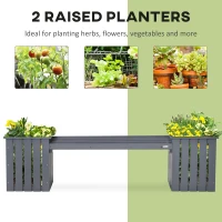 Outsunny 2 Seater Wooden Garden Planter & Bench Combination, Planter Box with Garden Bench for Patio, Park and Deck, 192 x 43 x 50 cm, Grey(m-5)