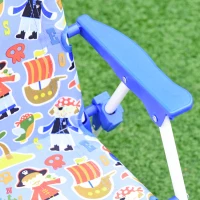 Outsunny Set de Mesa y Sillas Exterior Infantil Conjunto de Picnic Plegable para Jardín Juego de Mesa con Sombrilla Ajustable 100-125 cm Protección de UV Azul(m-9)