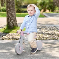 HOMCOM Bicicleta sin Pedales para Niños de 1-3 Años Bicicleta de Equilibrio con 3 Ruedas Silenciosas Correpasillos Triciclo de Bebé 60x24x37 cm Rosa(m-2)