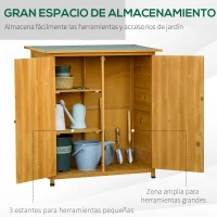 Outsunny Armario de Jardín de Madera 110x55x117 cm Cobertizo para Almacenaje de Herramientas con Techo Asfáltico  0,45 m²(m-4)