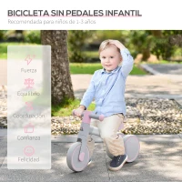 HOMCOM Bicicleta sin Pedales para Niños de 1-3 Años Bicicleta de Equilibrio con 3 Ruedas Silenciosas Correpasillos Triciclo de Bebé 60x24x37 cm Rosa(m-4)