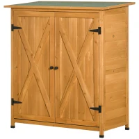 Outsunny Armario de Jardín de Madera 110x55x117 cm Cobertizo para Almacenaje de Herramientas con Techo Asfáltico  0,45 m²(m-11)
