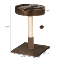 PawHut Small Cat Tree for Indoor Cats with Sisal Scratching Post Kitten Bed Cushion Ball Toy, Brown, 45x45x70 cm(m-3)