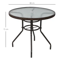 Outsunny Masuta Rotunda de Exterior din Ratan Maro cu Orificiu pentru Umbrela(m-3)