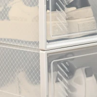 HOMCOM 18PCS Clear Shoe Box, Plastic Stackable Shoe Storage Box for UK/EU Size up to 8.5/43 with Magnetic Door for Women/Men, 25 x 35 x 19cm(m-8)