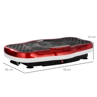 HOMCOM Plataforma Vibratória Placa de Vibração com Ecrã LED Velocidade Ajustável USB Música Controlo Remoto e Corda Elástica para Treinamento em Casa 78x45x13cm Preto e Vermelho(m-3)