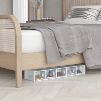 HOMCOM Armário Modular de Plástico Sapateira Modular com 8 Cubos Portas Magnéticas Organizador de Sapatos para Entrada Corredor Dormitório 25x35x19cm Transparente(m-8)
