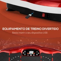 HOMCOM Plataforma Vibratória Placa de Vibração com Ecrã LED Velocidade Ajustável USB Música Controlo Remoto e Corda Elástica para Treinamento em Casa 78x45x13cm Preto e Vermelho(m-7)