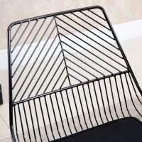 HOMCOM Set of 2 Bar Stools, Modern Counter Height Breakfast Bar Chairs with Wire Metal Frame for Kitchen, Dining Room, Black(m-8)