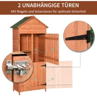 Outsunny Gartenschrank Holz Geräteschuppen Geräteschrank mit Asphaltdach Ablage Gartenhaus für den Außenbereich 84 x 52 x 188 cm(m-6)