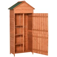Outsunny Gartenschrank Holz Geräteschuppen Geräteschrank mit Asphaltdach Ablage Gartenhaus für den Außenbereich 84 x 52 x 188 cm(m-1)