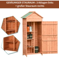 Outsunny Gartenschrank Holz Geräteschuppen Geräteschrank mit Asphaltdach Ablage Gartenhaus für den Außenbereich 84 x 52 x 188 cm(m-4)