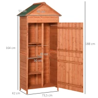 Outsunny Gartenschrank Holz Geräteschuppen Geräteschrank mit Asphaltdach Ablage Gartenhaus für den Außenbereich 84 x 52 x 188 cm(m-3)
