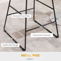 HOMCOM Set of 2 Bar Stools, Modern Counter Height Breakfast Bar Chairs with Wire Metal Frame for Kitchen, Dining Room, Black(m-6)