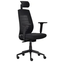 Vinsetto Sedia da Ufficio Ergonomica con Poggiatesta, Altezza Regolabile e Inclinazione, Poltrons Girevole con Ruote, 67x64x118-126cm, Nero(m-11)