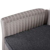 Outsunny 3 PCs Rattan Effect Bistro Set, Outdoor Wicker Weave Furniture w/ 2 Cushioned Chairs, 1 Storage Function Coffee Table for Garden, Patio, Furniture - Grey(m-8)