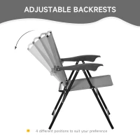 Outsunny 3 Piece Outdoor Bistro Set, Patio Conversation Furniture Set with 2 Folding Backrest Adjustable Armchairs and Glass Top Coffee Table, Grey(m-4)
