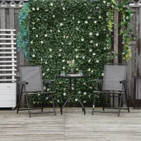 Outsunny 3 Piece Outdoor Bistro Set, Patio Conversation Furniture Set with 2 Folding Backrest Adjustable Armchairs and Glass Top Coffee Table, Grey(m-11)
