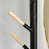 HOMCOM Coat Rack, 174cm Free Standing Coat Stand with 6 Hooks and Round Base, Clothes Tree Hat Display for Hallway, Bedroom, Black(m-8)