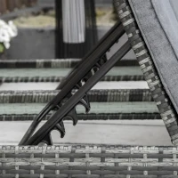 Leżak ogrodowy, podwójny leżak, leżak wypoczynkowy dla 2 osób, 5-stopniowa regulacja oparcia, metal, rattan z PE, szary(m-8)