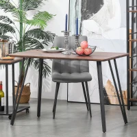 HOMCOM Tavolo da Pranzo Stile Industriale, Tavolo da Cucina Moderno in Legno Rettangolare 120x60x75cm Nero e Color Noce(m-2)