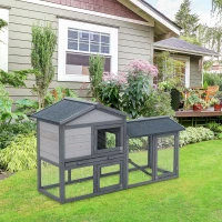 PawHut klatka dla małych zwierząt z wolnego wybiegu na zewnątrz z drewna jodłowego w kolorze szarym(m-10)