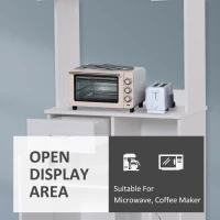 HOMCOM Tall Kitchen Cupboard, Kitchen Cabinet with Doors, Shelves, Drawer and Open Countertop, Storage Cabinet for Living Room, Dining Room, White(m-7)