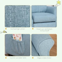 HOMCOM Fotel dziecięcy sofa dziecięca kanapa dziecięca tapczan regulowany z podnóżkiem niebieski(m-5)