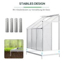 Outsunny aluminiowa szklarnia boczna 192 x 127 x 214 cm z oknem(m-6)