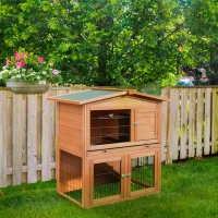 Dwupoziomowa klatka dla królika PawHut ze zjeżdżalnią dwupiętrowa klatka dla królików klatka dla zająca drewno jodłowe kolor jasnoczerwony 100,5 x 55 x 101 cm(m-9)