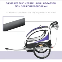 HOMCOM Kinderanhänger Fahrradanhänger Kinder Anhänger für 2 Kinder Regenschutz atmungsaktiv Lila-Schwarz 155 x 88 x 108 cm(m-4)