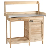 Outsunny stół do roślin lite drewno kolor naturalny 112 x 45 x 125 cm(m-1)