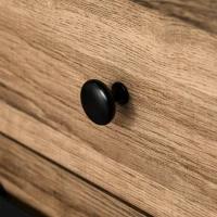 HOMCOM Mobile da Cucina Rustico con 2 Cassetti, Ripiani Aperti e Portabottiglie, Credenza Buffet in Legno e Metallo, 80x39x86 cm, Color legno(m-8)