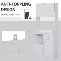 HOMCOM Tall Kitchen Cupboard, Kitchen Cabinet with Doors, Shelves, Drawer and Open Countertop, Storage Cabinet for Living Room, Dining Room, White(m-8)