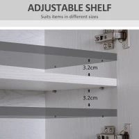 HOMCOM Tall Kitchen Cupboard, Kitchen Cabinet with Doors, Shelves, Drawer and Open Countertop, Storage Cabinet for Living Room, Dining Room, White(m-6)