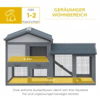 PawHut Konijnenhok buiten met kleine medium - grote grote konijnenkooi 3 deuren voor konijnen cavia's Natuur(m-5)