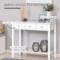 Homcom Consolle con Ripiano inferiore e Cassetto in Legno di Pino Bianco(m-5)