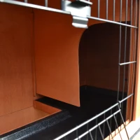 PawHut konijnenhok met twee niveaus met glijbaan konijnenhok met twee verdiepingen konijnenkooi vurenhout, lichtrood 100,5 x 55 x 101 cm(m-8)