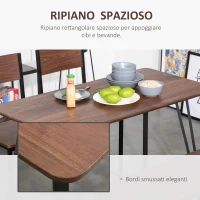HOMCOM Tavolo da Pranzo Stile Industriale, Tavolo da Cucina Moderno in Legno Rettangolare 120x60x75cm Nero e Color Noce(m-5)
