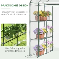 Outsunny® kas kweekkas met planken staal foliekas tomantenhuis planken, PVC + staal, 143x143x195cm(m-7)