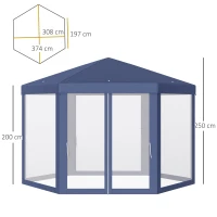 Tuinpaviljoen partytent paviljoen tuintent feesttent 6-hoekig, 3,9x3,9m(m-3)