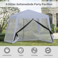 Outsunny tuinpaviljoen paviljoen feesttent partytent weerbestendige tent met muggengaas metaal + polyester grijs 3 x 3 m(m-3)