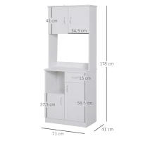 HOMCOM Tall Kitchen Cupboard, Kitchen Cabinet with Doors, Shelves, Drawer and Open Countertop, Storage Cabinet for Living Room, Dining Room, White(m-3)