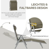 Outsunny Leżak, leżak plażowy, leżak ogrodowy, składany z poduszką, metal + tkanina Oxford, czarny, 137 x 63,5 x 100,5 cm(m-6)