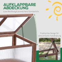 Outsunny Verhoogd frame van hout koude kas kruidenbed voor tuin balkon bruin hout pc-plaat(m-5)