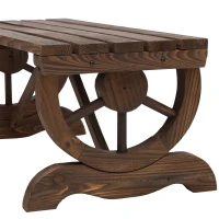 Ławka ogrodowa Outsunny, ławeczka, mebel ogrodowy, ławka rustykalna, lite drewno, kolor brązowy, 105 x 50 x 53 cm(m-8)