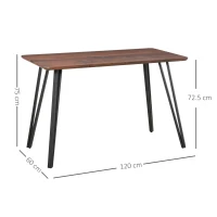 HOMCOM Tavolo da Pranzo Stile Industriale, Tavolo da Cucina Moderno in Legno Rettangolare 120x60x75cm Nero e Color Noce(m-3)