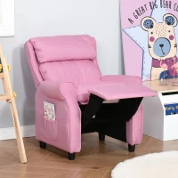 HOMCOM kinderbank kinderbank kinderfauteuil stoel ligbank verstelbaar met voetensteun voor 3-8 jaar jongens en meisjes roze 58x53x70cm(m-2)