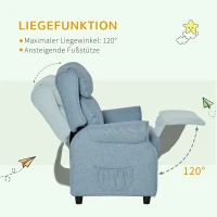 HOMCOM kinderbank kinderzitbank kinderfauteuil stoel ligbank verstelbaar met voetensteun voor 3-8 jaar jongens en meisjes blauw 58 x 53 x 70 cm(m-6)