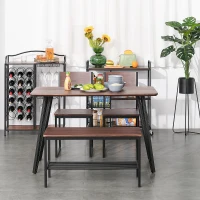 HOMCOM Tavolo da Pranzo Stile Industriale, Tavolo da Cucina Moderno in Legno Rettangolare 120x60x75cm Nero e Color Noce(m-4)